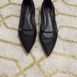 Tamara Mellon Black Flats Modern Pointed-Toe Design